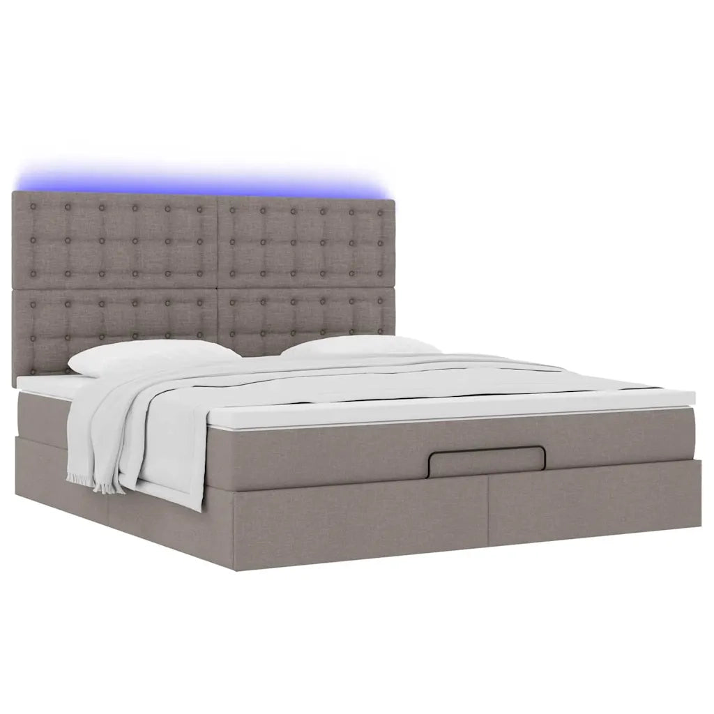 Struttura Letto Pouf con Materasso Tortora 180x200cm in Tessuto 3314194