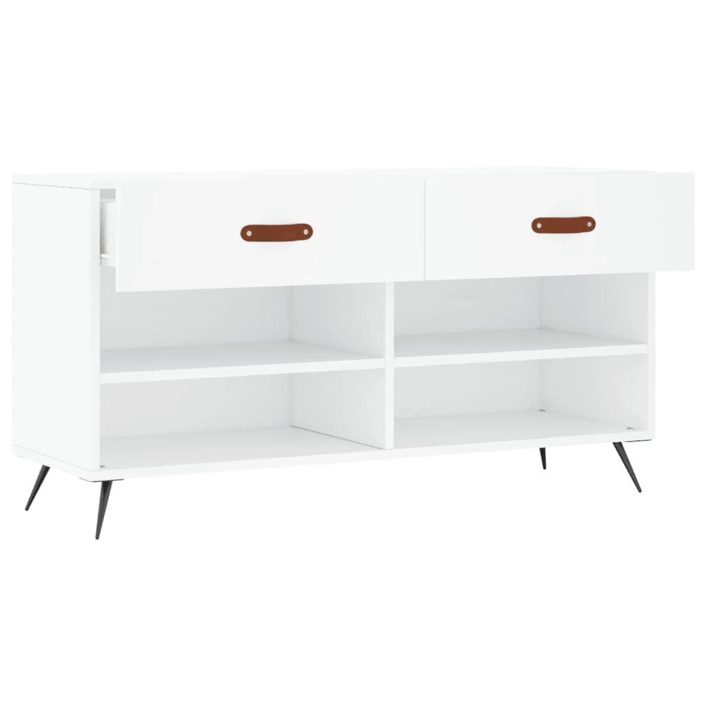 Panca portascarpe/stivali cassettiera scaffale mobiletto portaoggetti per ingresso 102 x 35 x 55 cm legno ingegnerizzato bianco 02_0022882