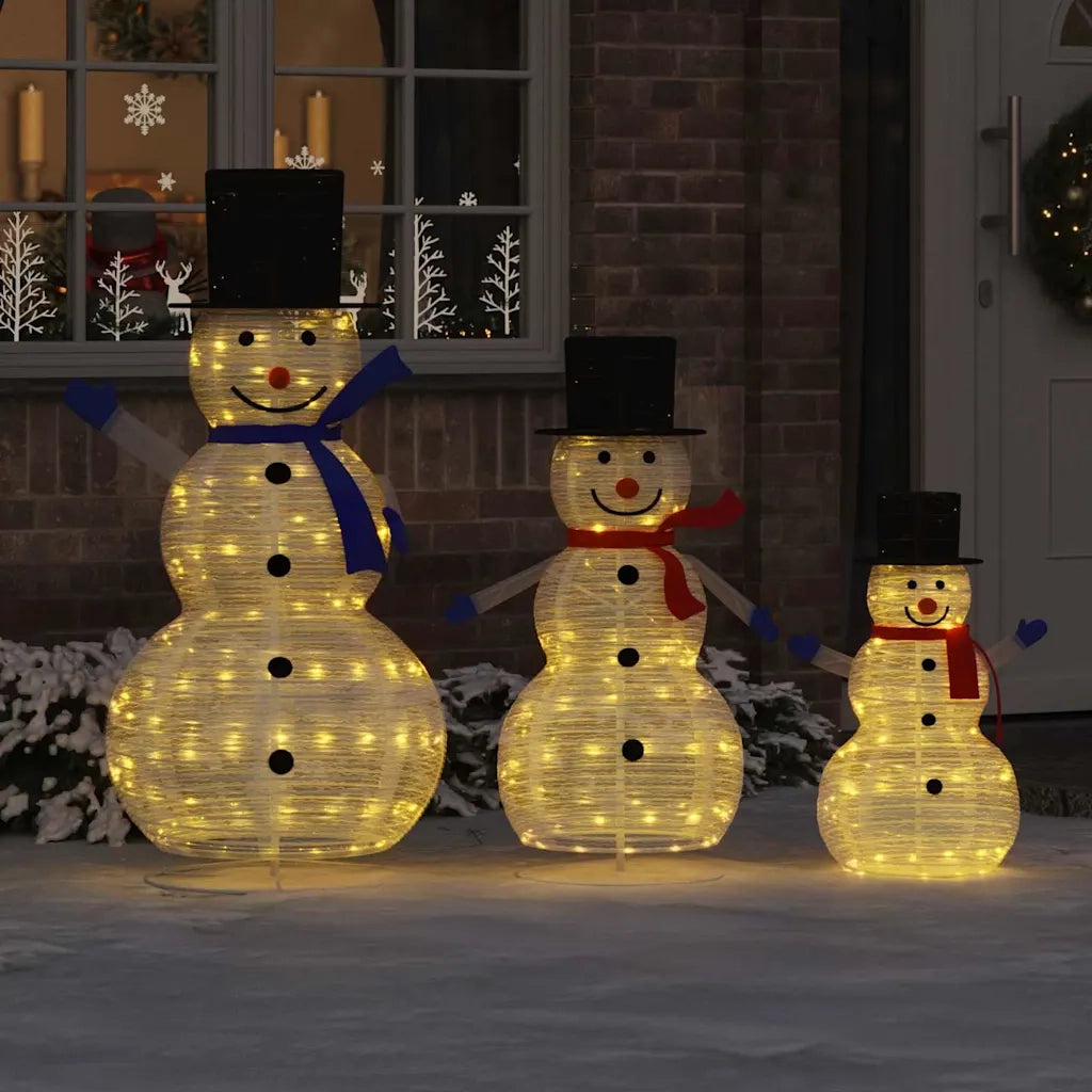 Famiglia di Pupazzi di Neve di Natale 3 pz Bianco caldo CFW9913057