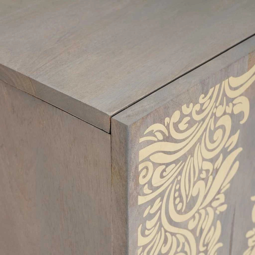 Mobile TV dal design moderno con spazio interno 105 x 33 x 46 cm legno massello di mango grigio 02_0057880