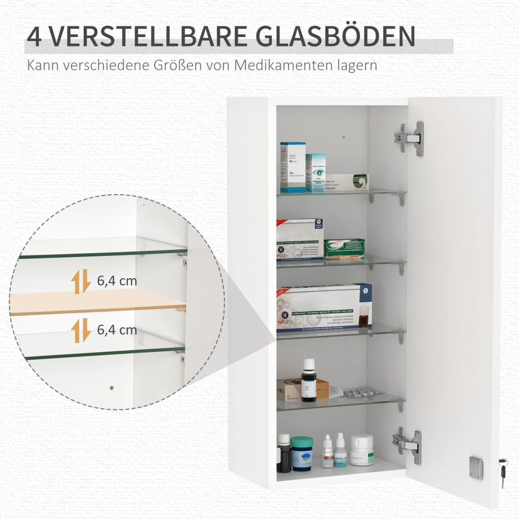 ARMADIETTO MEDICINALE A MURO 30x20x70 cm Bianco con serratura