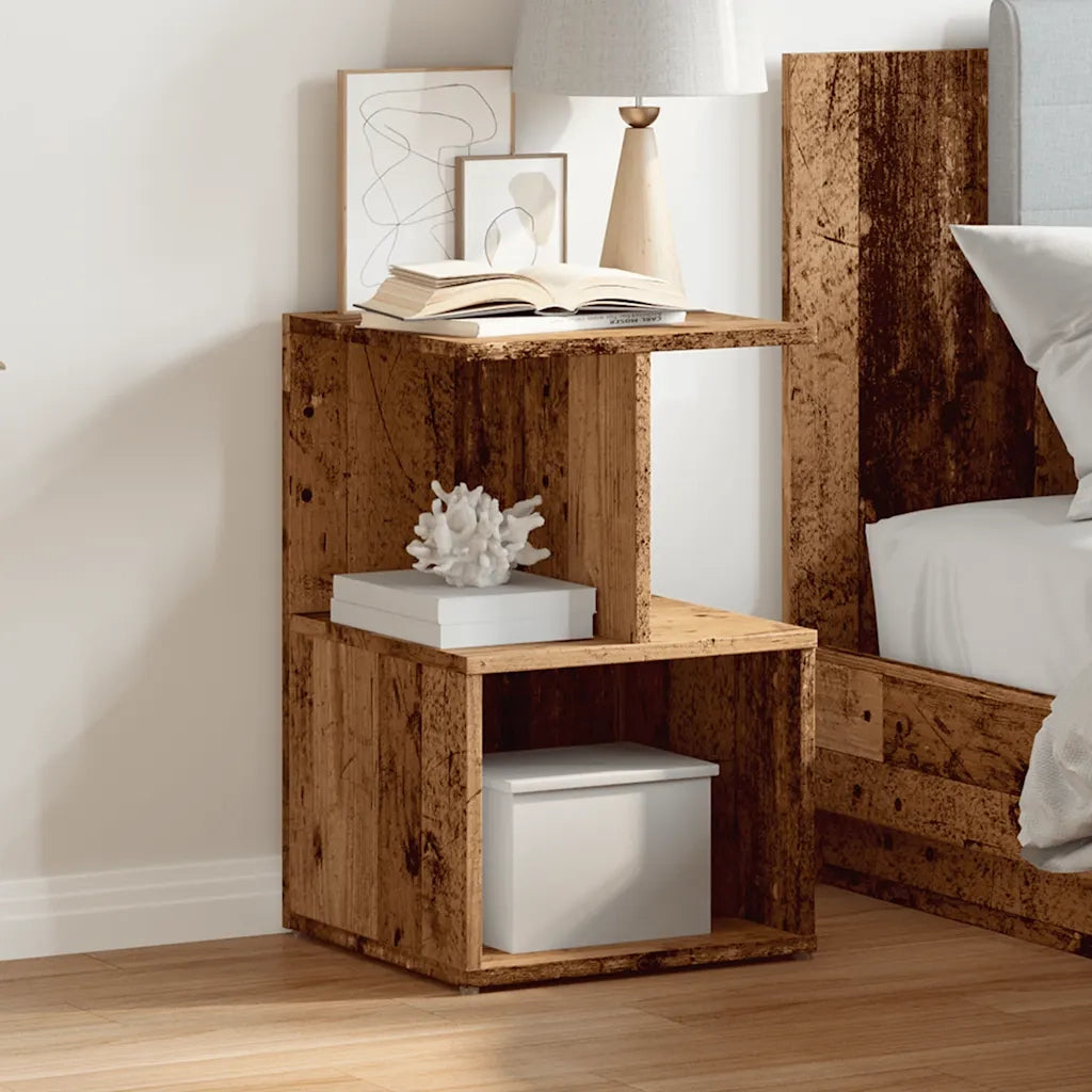 Comodino Legno Vecchio 35x35x55 cm in Legno Multistrato 856530