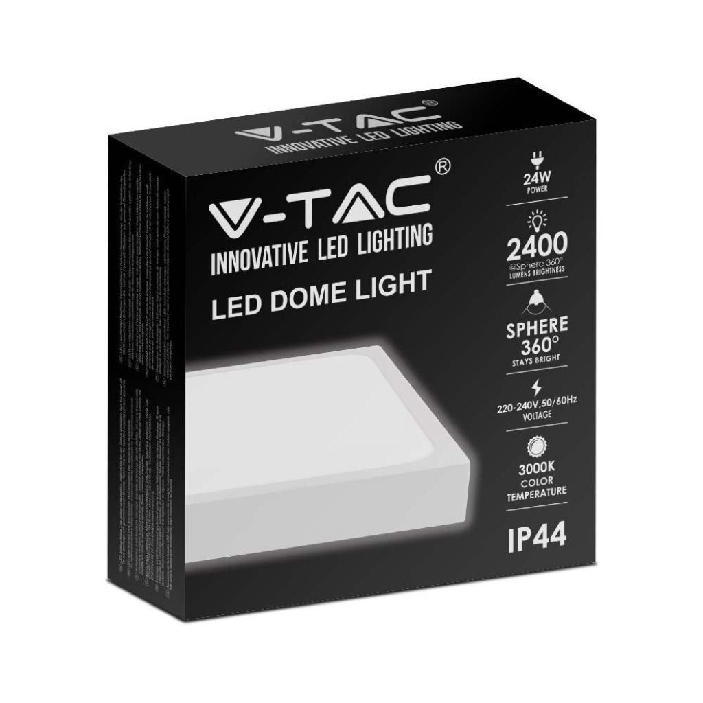 Luce a cupola a LED da 24 W 6500k quadrati, cornice bianca IP44