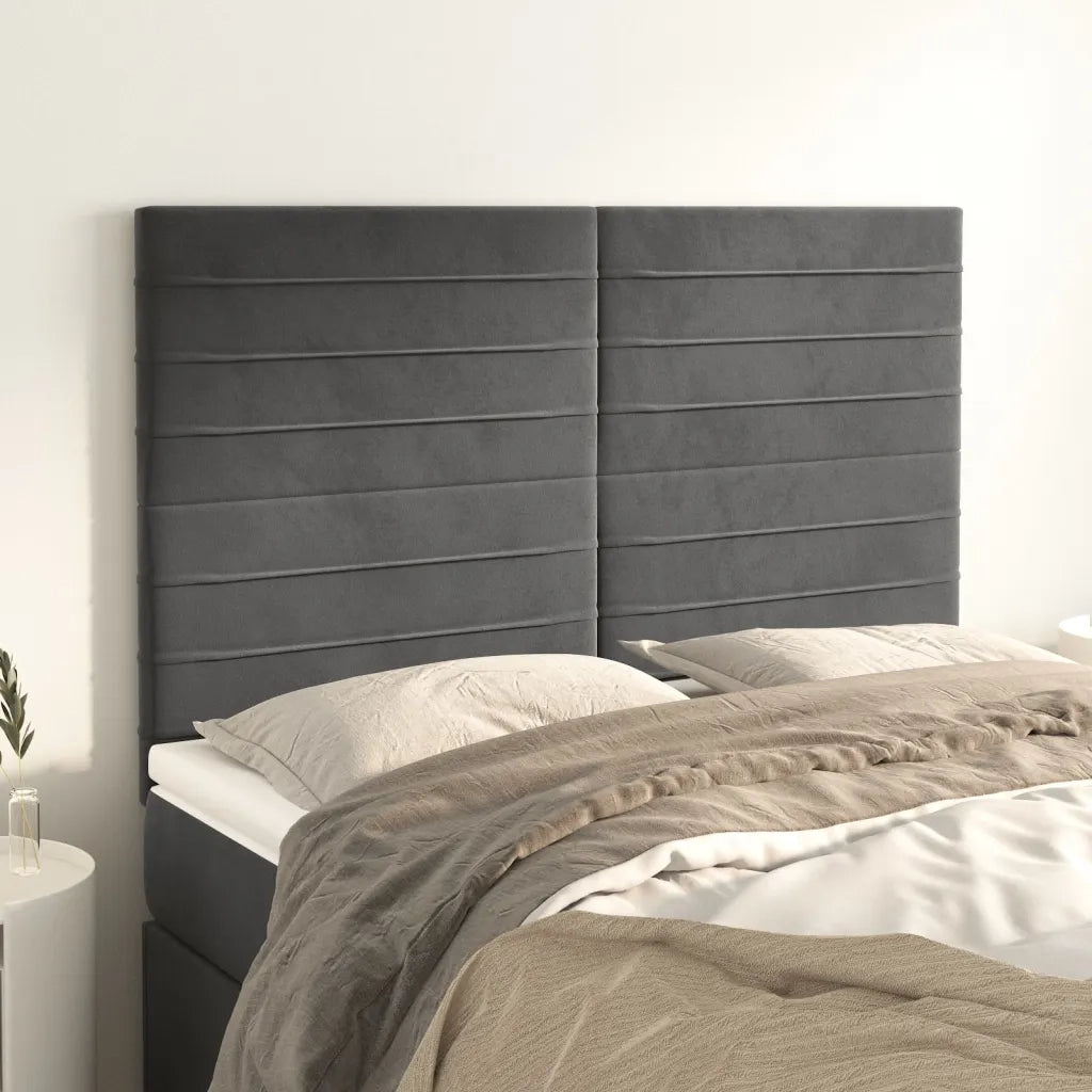 Testiera | Testata Grigio Scuro 144x5x118/128 cm Velluto