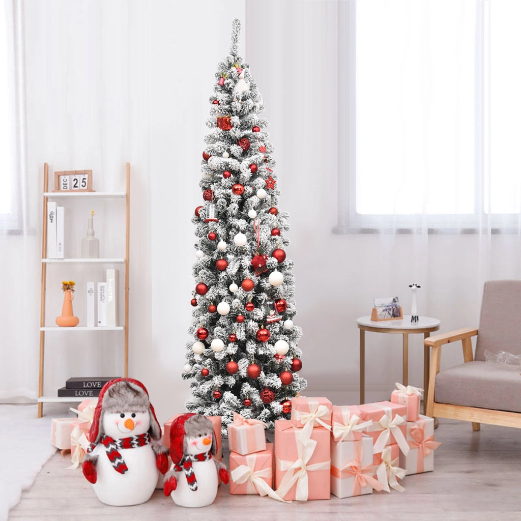 Albero artificiale di Natale 225cm e soldatino schiaccianoci gonfiabile 2,4 m, Abete innevato illuminato con luci e decorazione natalizia-Natale