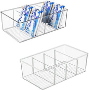 Set di 2 organizzatori per frigorifero, organizzatori per cucina con 4 compartimenti, organizzatore per carrello di cucina, contenitore di archiviazione per te, spezie e snack.