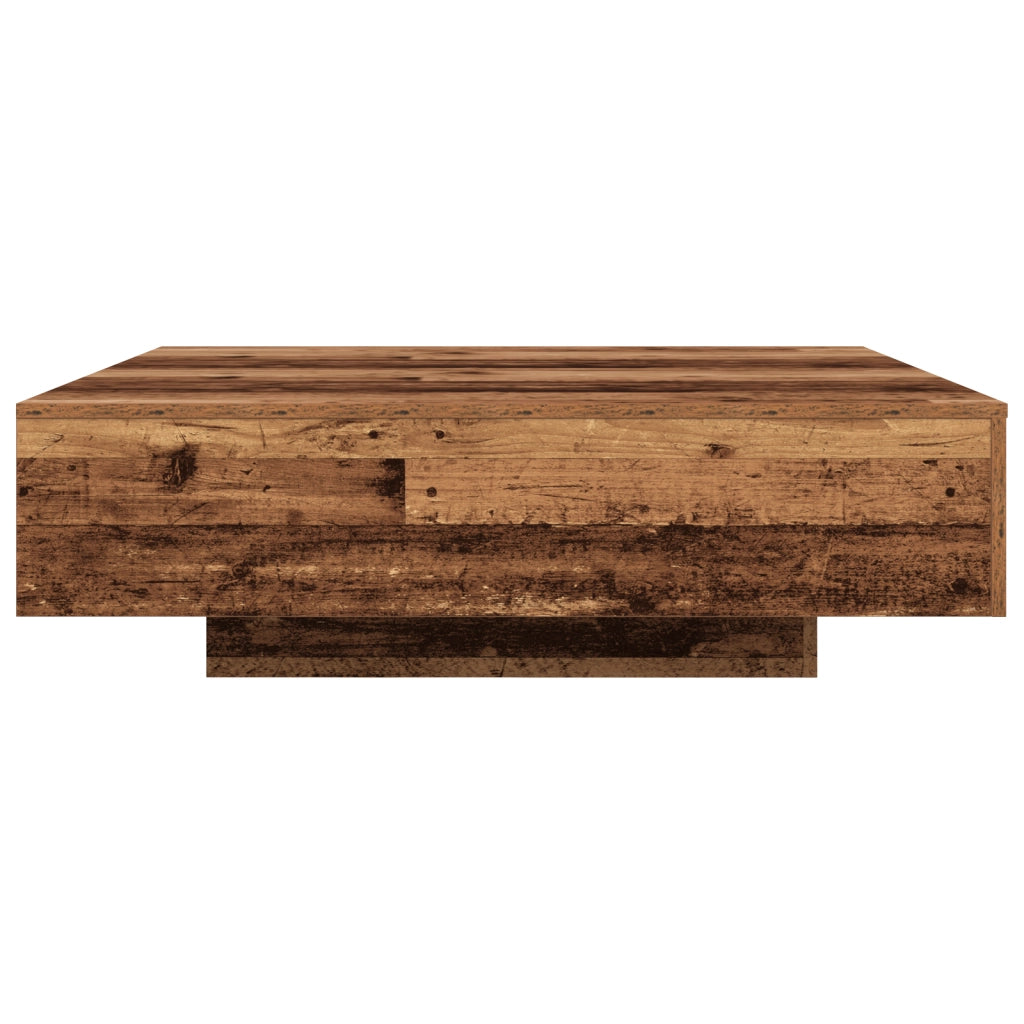 Tavolino da caffÃ¨  con luci LED in legno vecchio 100x100x31 cm