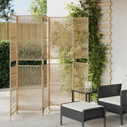 Divisorio per Ambienti | Divider per stanze | Paravento a 6 Pannelli Beige in Polyrattan