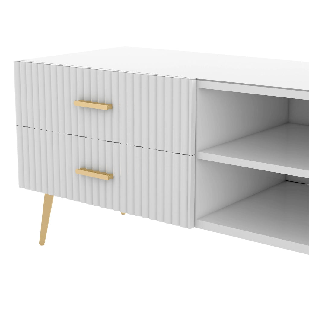 Mobile TV 180x35x44 cm con 2 cassetti e 2 ante in MDF bianco