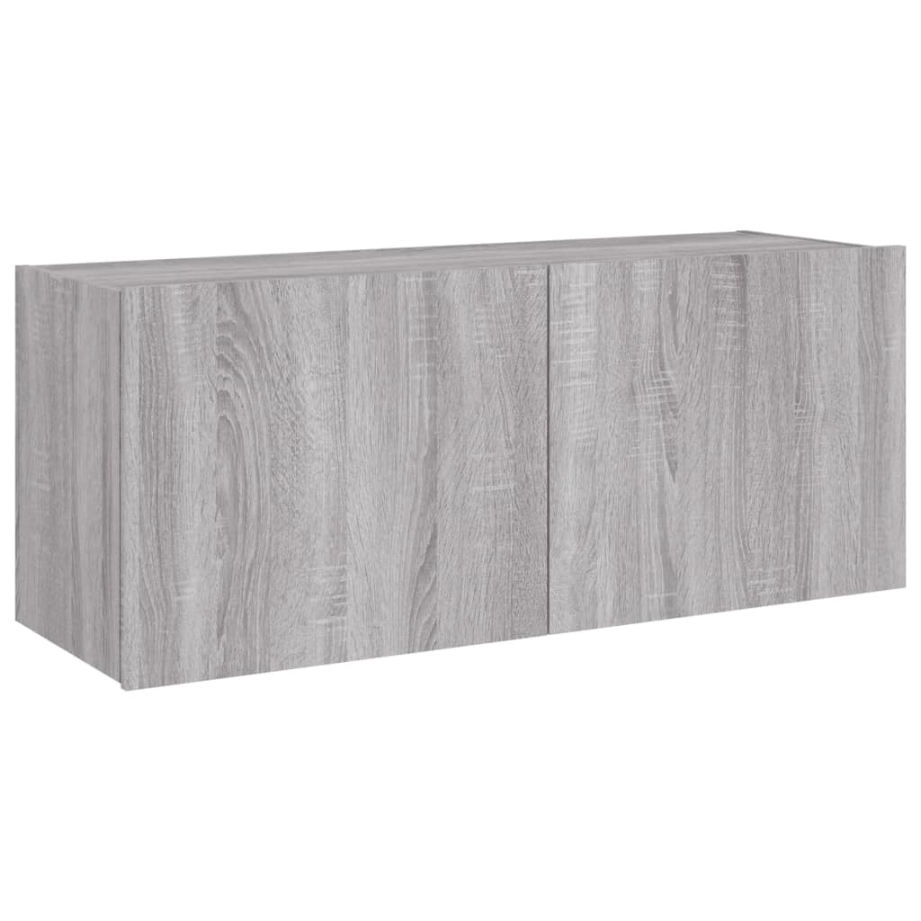 Mobile TV multimediale mensola TV credenza TV mobile TV da parete per sala da pranzo soggiorno camera da letto con luci LED Sonoma 100 x 35 x 41 cm grigio 02_0028038