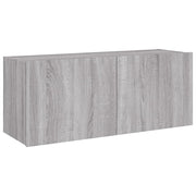 Mobile TV multimediale mensola TV credenza TV mobile TV da parete per sala da pranzo soggiorno camera da letto con luci LED Sonoma 100 x 35 x 41 cm grigio 02_0028038