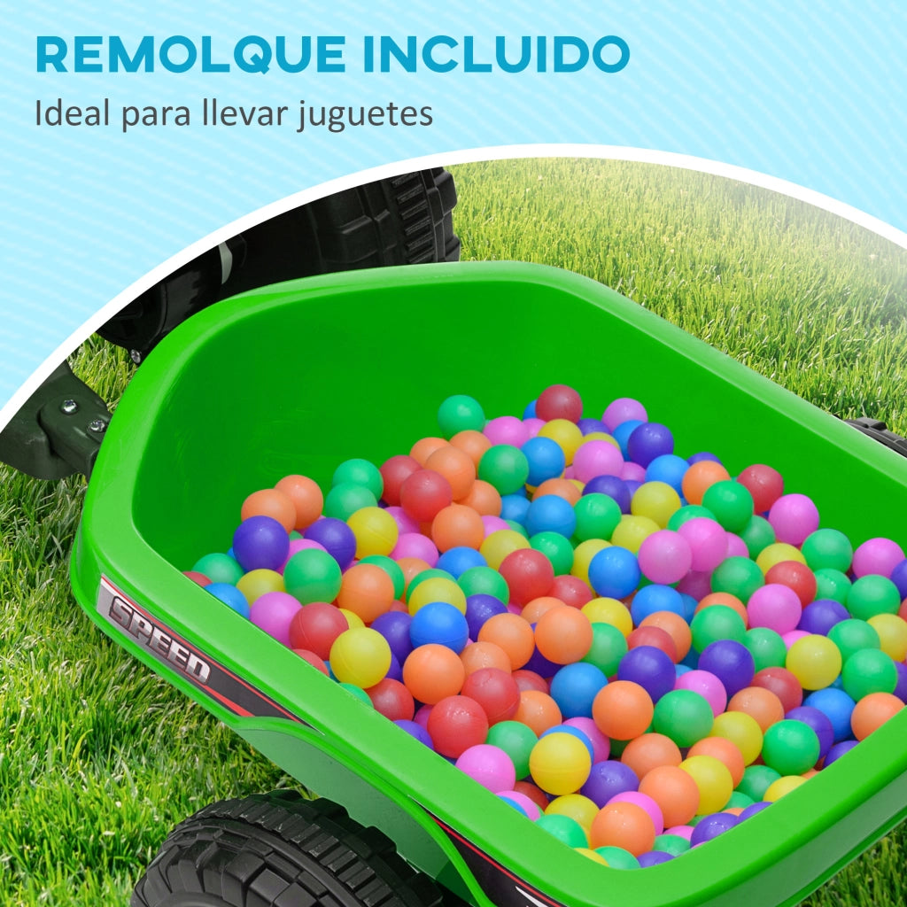 Quad Elettrico per Bambini con Remorco Verde ¨C zephmum ¨C 106x41.5x48.5 cm
