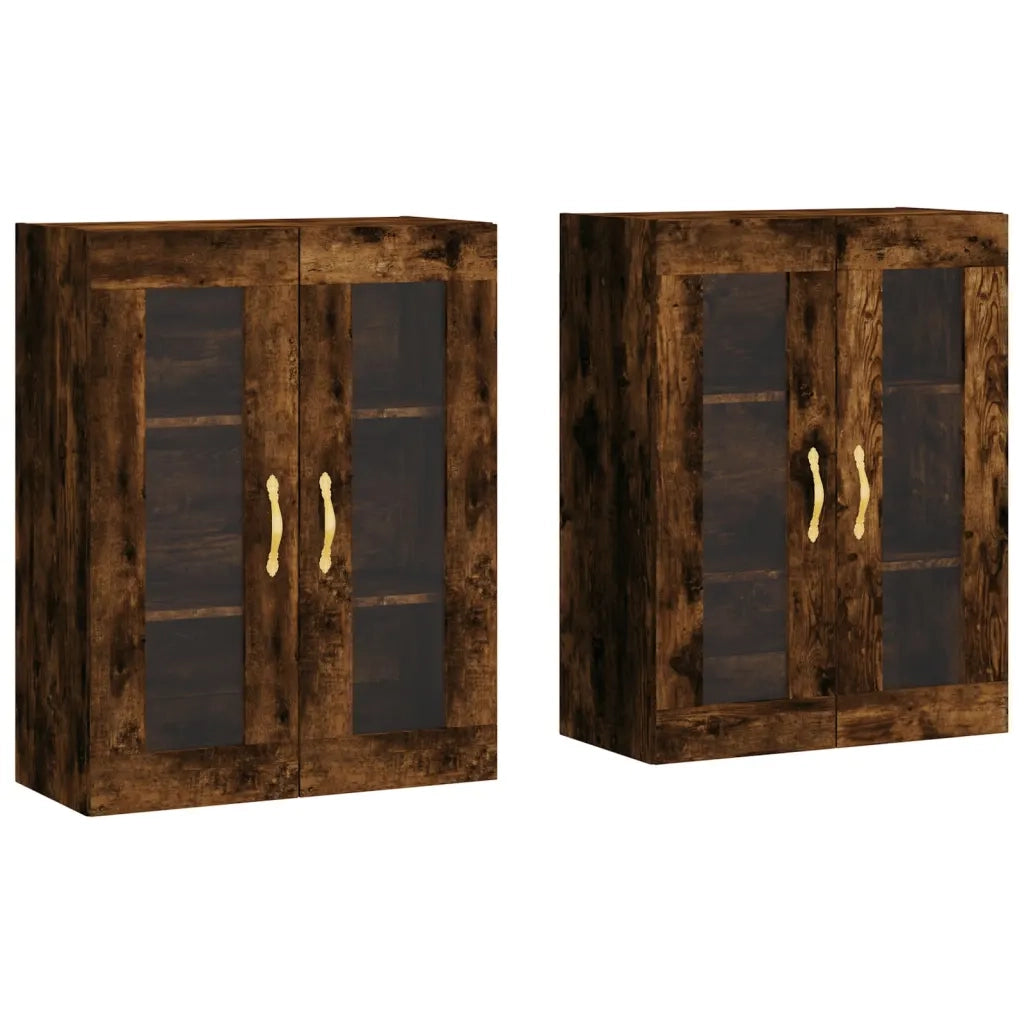 Armadietti a Parete 2 pz Rovere Fumo in Legno Multistratocod mxl 118077