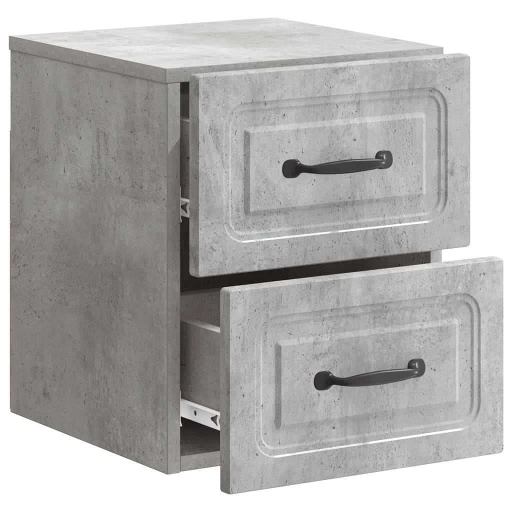 Comodino | Armadio da Notte | Mobiletto da notte a muro Grigio Cemento 34,5 x 33 x 40 cm