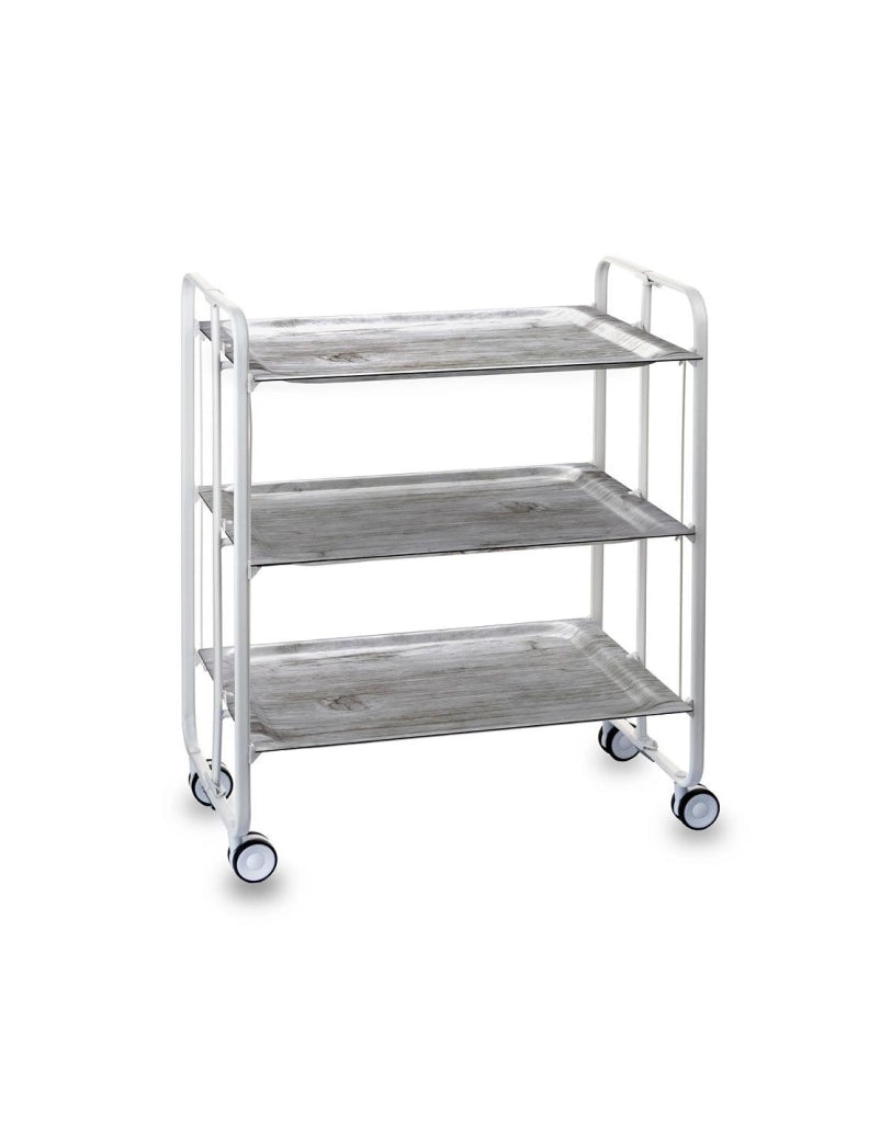 Carrello da cucina pieghevole bianco con ruote BAUHAUS 3 ripiani
