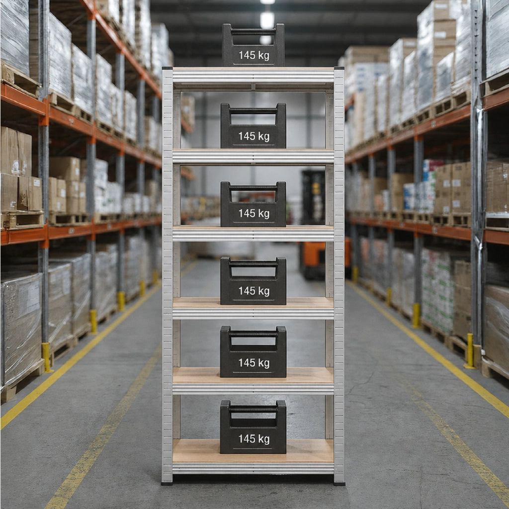 Set 2 Scaffali Metallici Modulari 180x90x40 cm 6 Ripiani in MDF Portata 875 kg Totali Montaggio ad Incastro Scaffalatura Garage Cantina Magazzino Officina Grigio