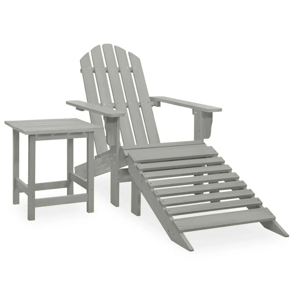 Sedia da giardino Adirondack con pouf e tavolo in abete grigio 02_0013326