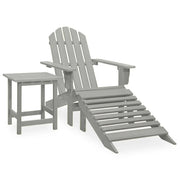 Sedia da giardino Adirondack con pouf e tavolo in abete grigio 02_0013326