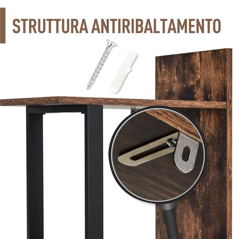 LIBRERIA STILE INDUSTRIALE 5 LIVELLI CON TELAIO IN FERRO 102 X 30 X 160 CM