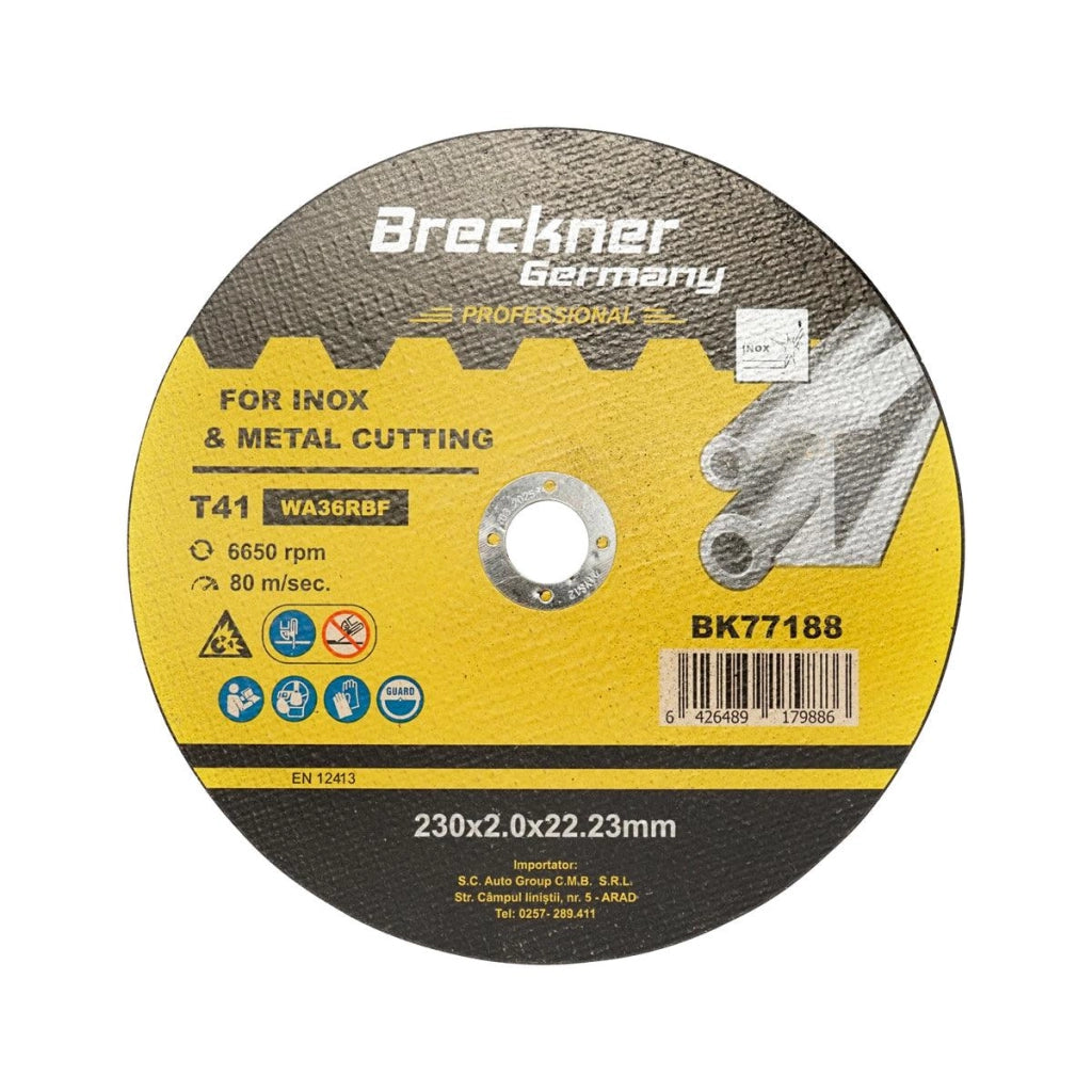 10 Dischi da Taglio T41 230x2.0x22mm Acciaio INOX Ferro Metallo Disco Flessibili per Smerigliatrice Angolare Mola Taglio Breckner Germany