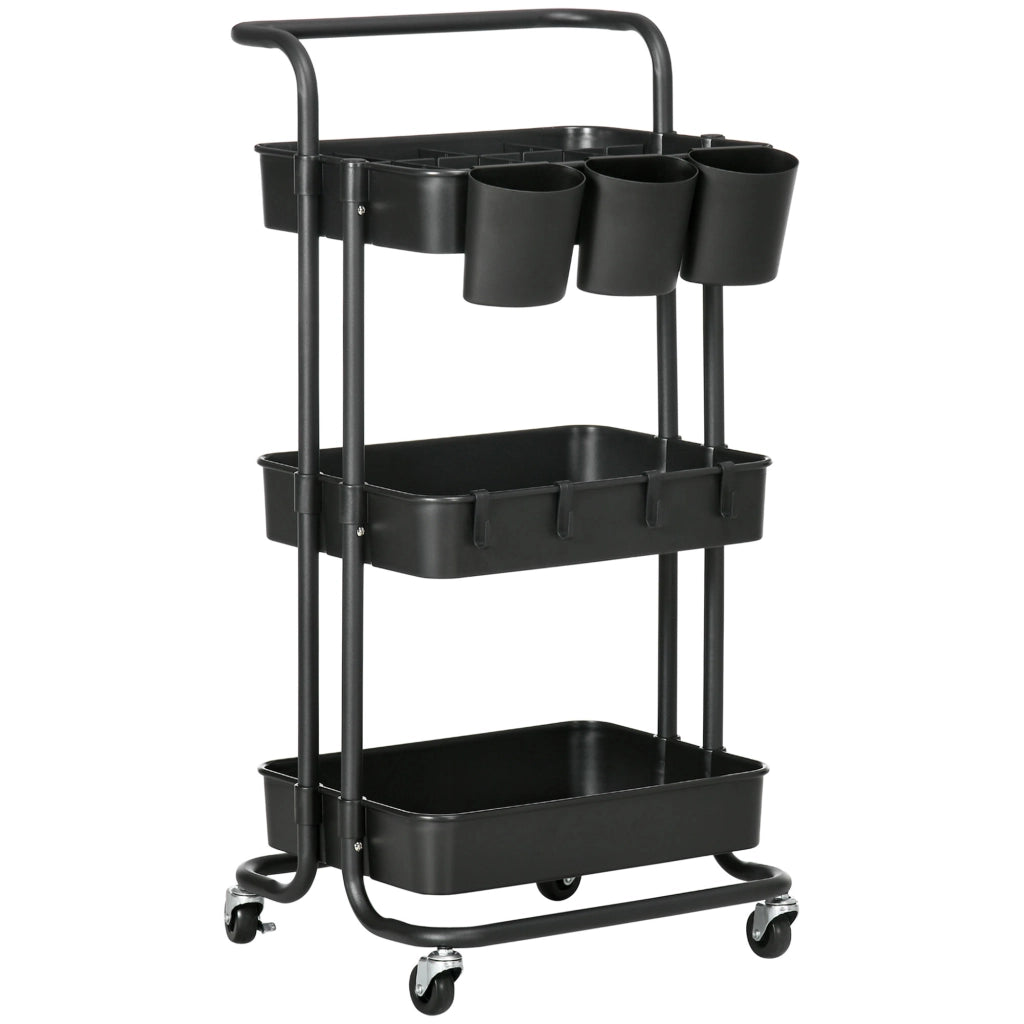 Carrello a 3 livelli ¨C zephmum ¨C nero 42x38x86.5cm