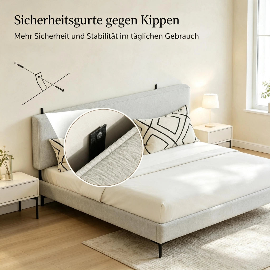 TESTIERA LETTO RIMOVIBILE IMBOTTITA 140 x 60 cm CREMA DA PARETE
