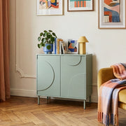 Credenza Holea Comò a 2 Ante 75 x 70 x 34 cm - Verde Salvia [en.casa]