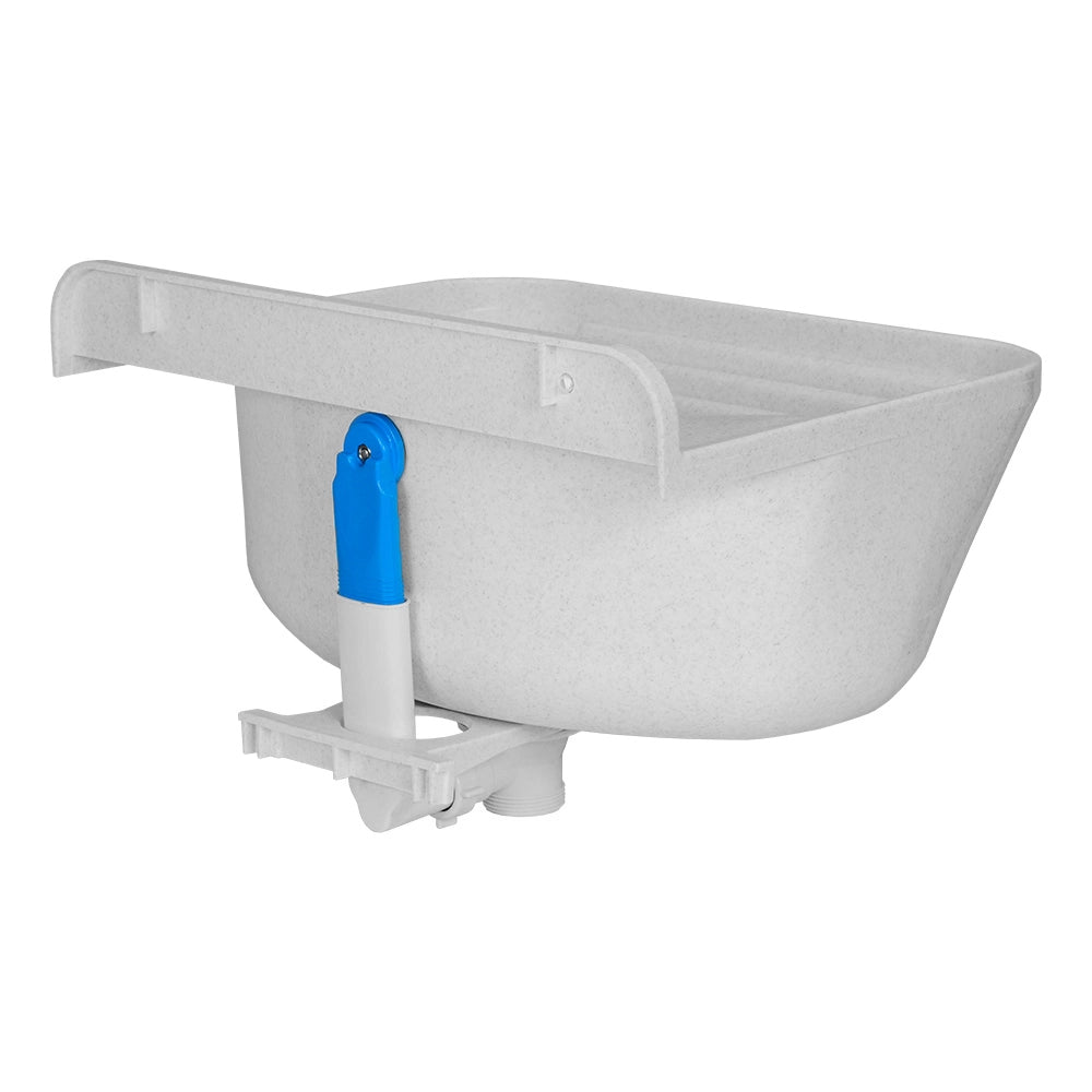 Lavatoio in resina 46x36 bianco con miscelatore a canna alta inox e scarico incluso