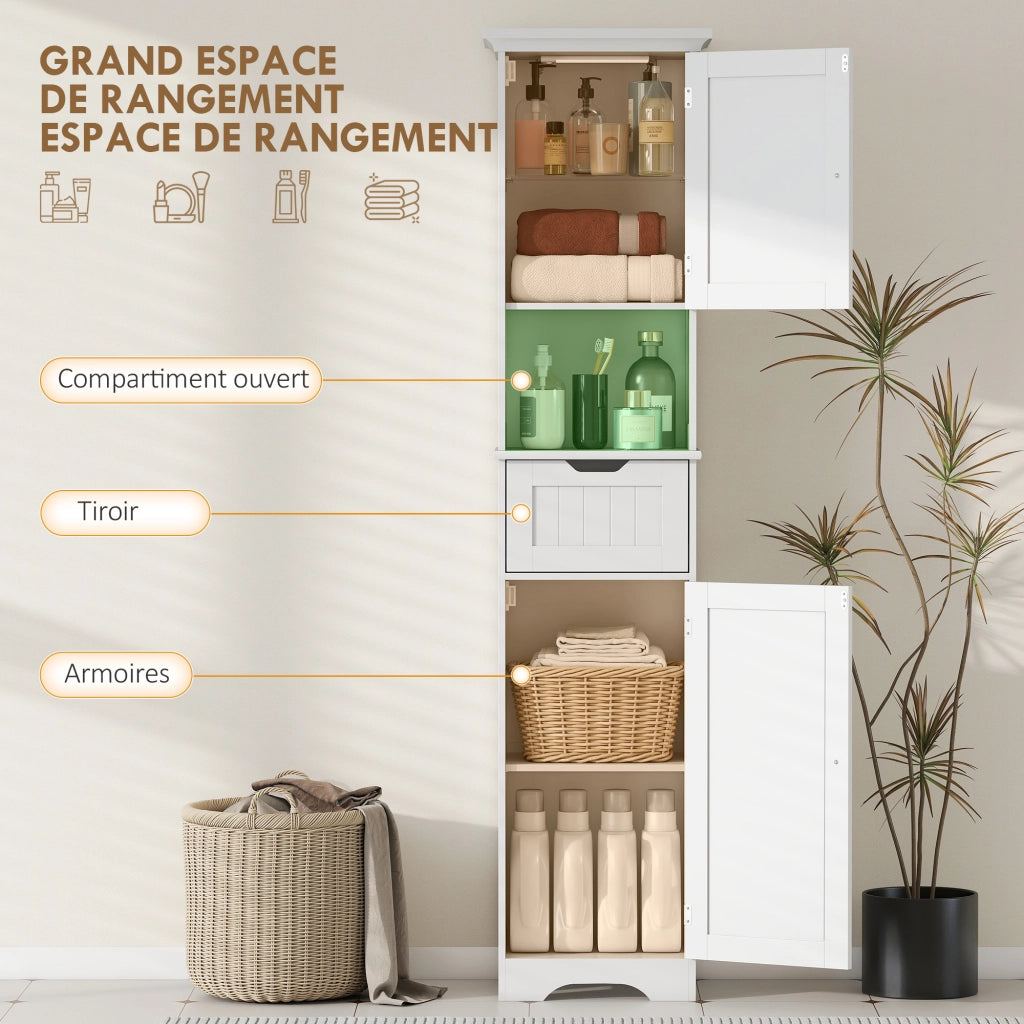 Colonna Bagno con LED ¨C Zephmum ¨C Bianco 40x30x170 cm