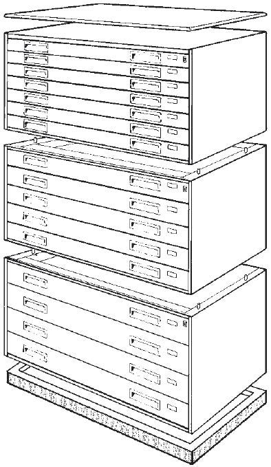 Cartella portadisegni orizzontale in metallo con 5 cassetti per fogli A0 cm. 140x96,5x55h