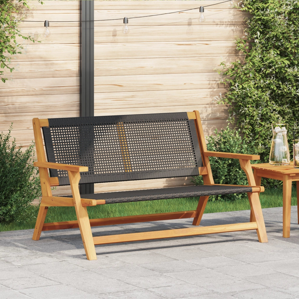 Panchina da giardino nera 122x76x73,5 cm in legno massello di acacia