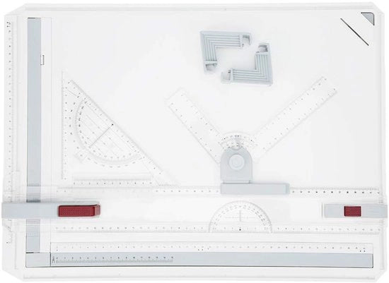 Tavolo da disegno Professionale con Precisione - Progettazione Ergonomica - Regolabile - Multifunzionale - Formato A3 - 2 Linee parallele - Ufficio di progettazione