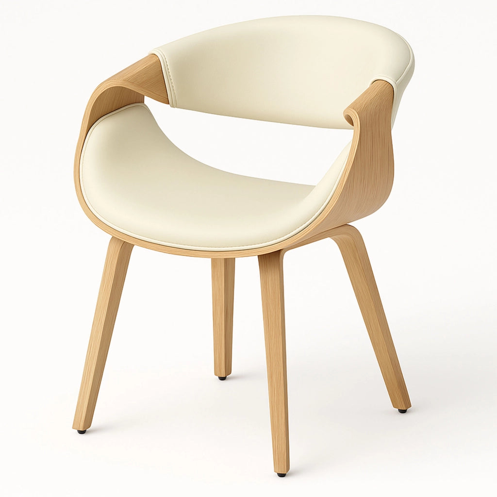 Yorkshire - Poltroncina Sedia in Legno Massello e Leatherette Bianca
