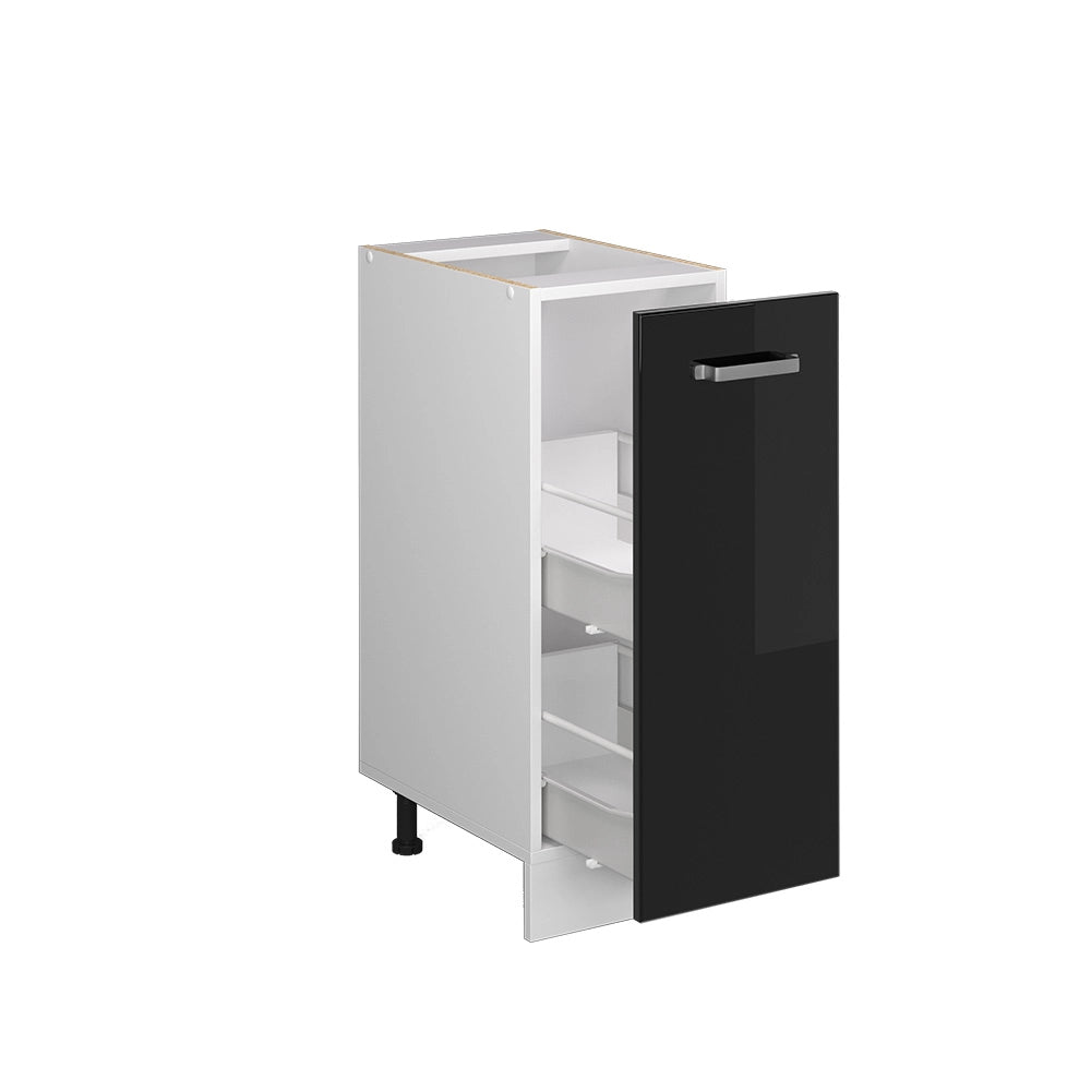 Armadio cucina dispensa alto R-Line Nero lucido/Bianco 30 cm, PL Rovere Vicco