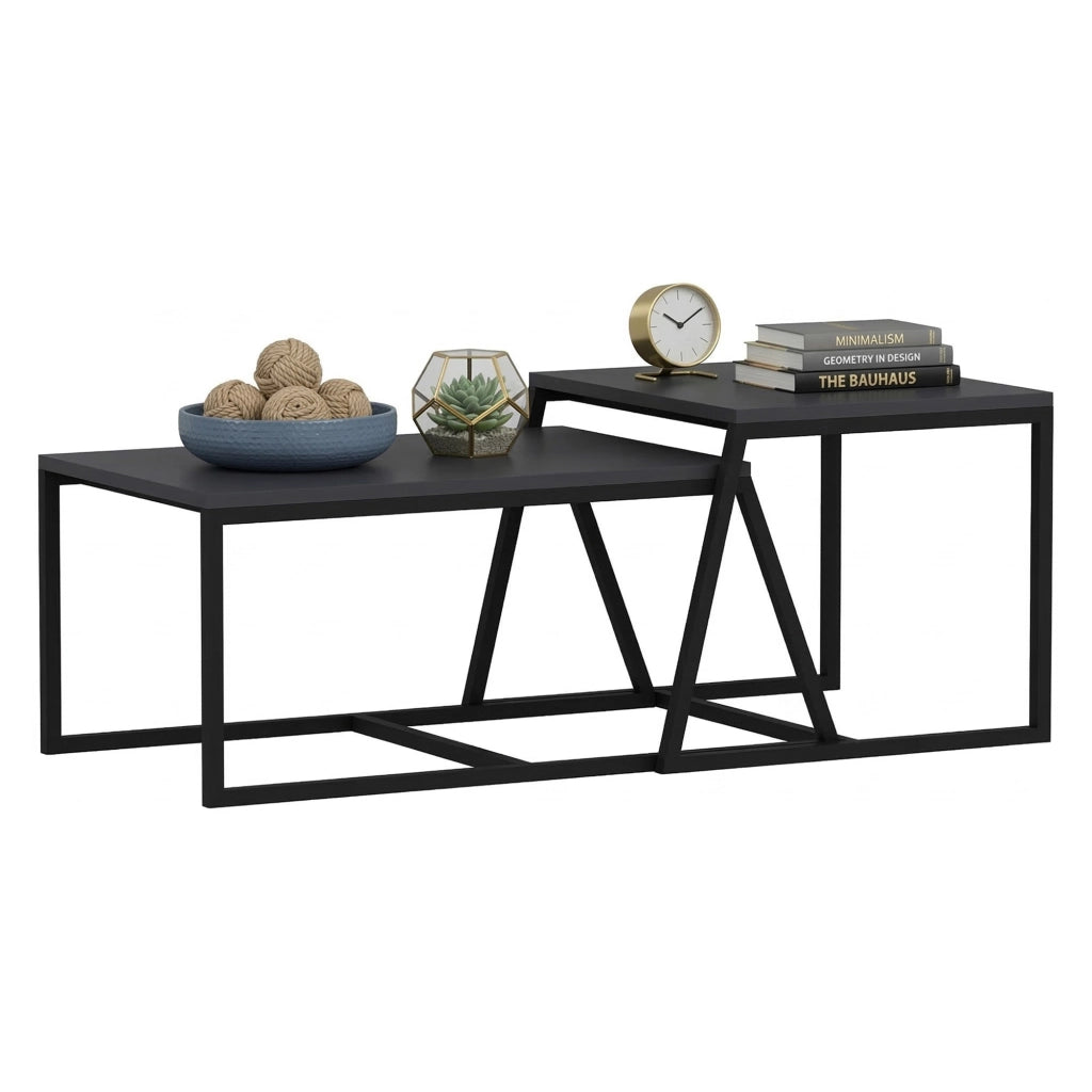 Urbania, Tavolino da Salotto Modulabile, 75x50x38h cm Nero Antracite
