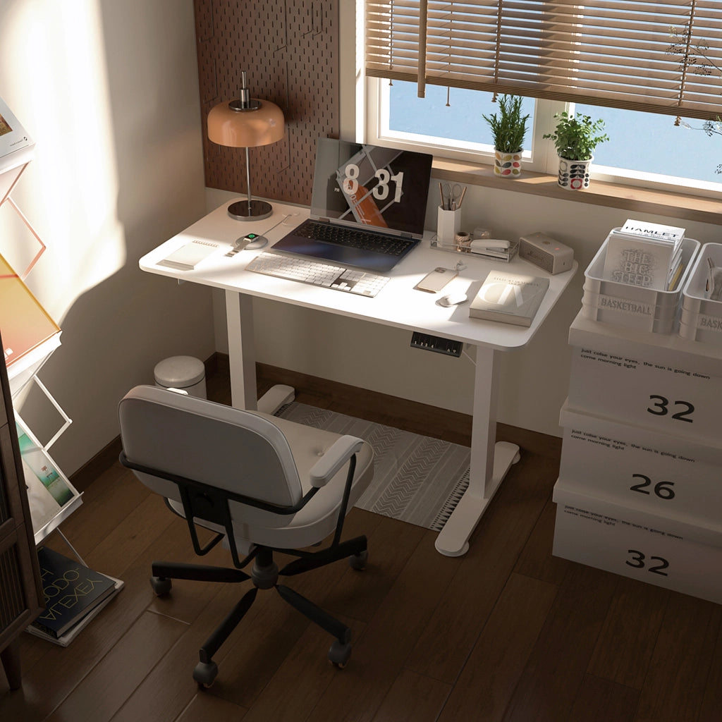 Scrivania in Legno ¨C Zephmum ¨C Bianco 120x60x72-116cm