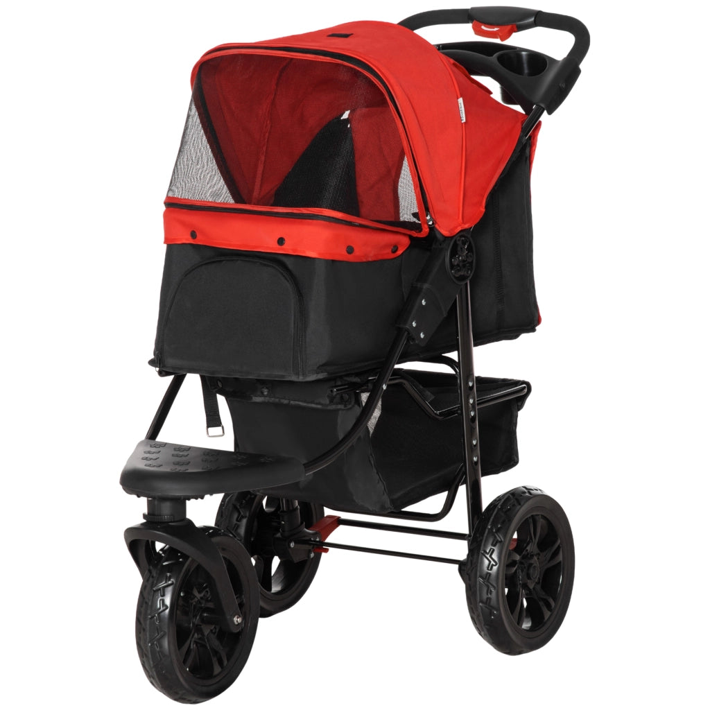 Carrello per Cani con Ruote ¨C zephmum ¨C Rosso 109.5x57.5x106.5 cm