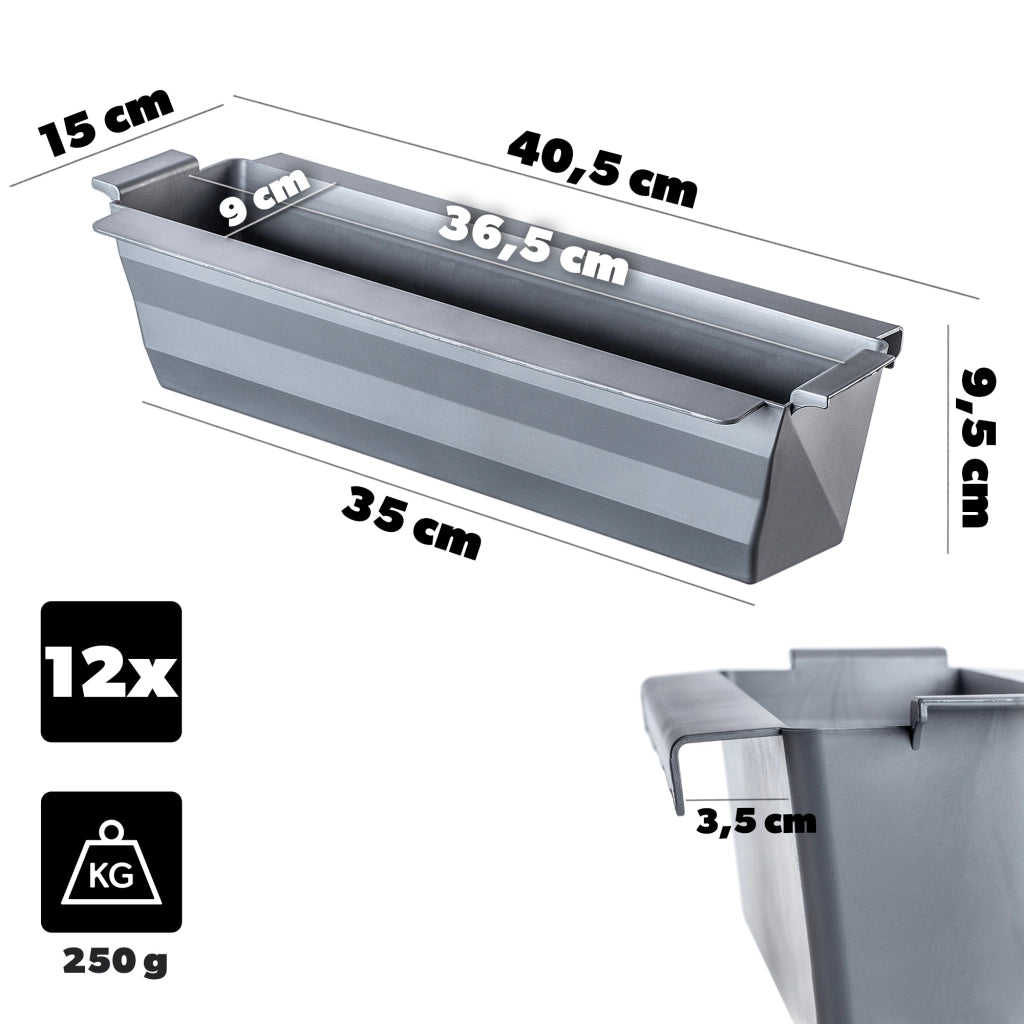 Vaso da fiori KADAX, vasi per Europallets, scatola da 40 cm, 12 pezzi