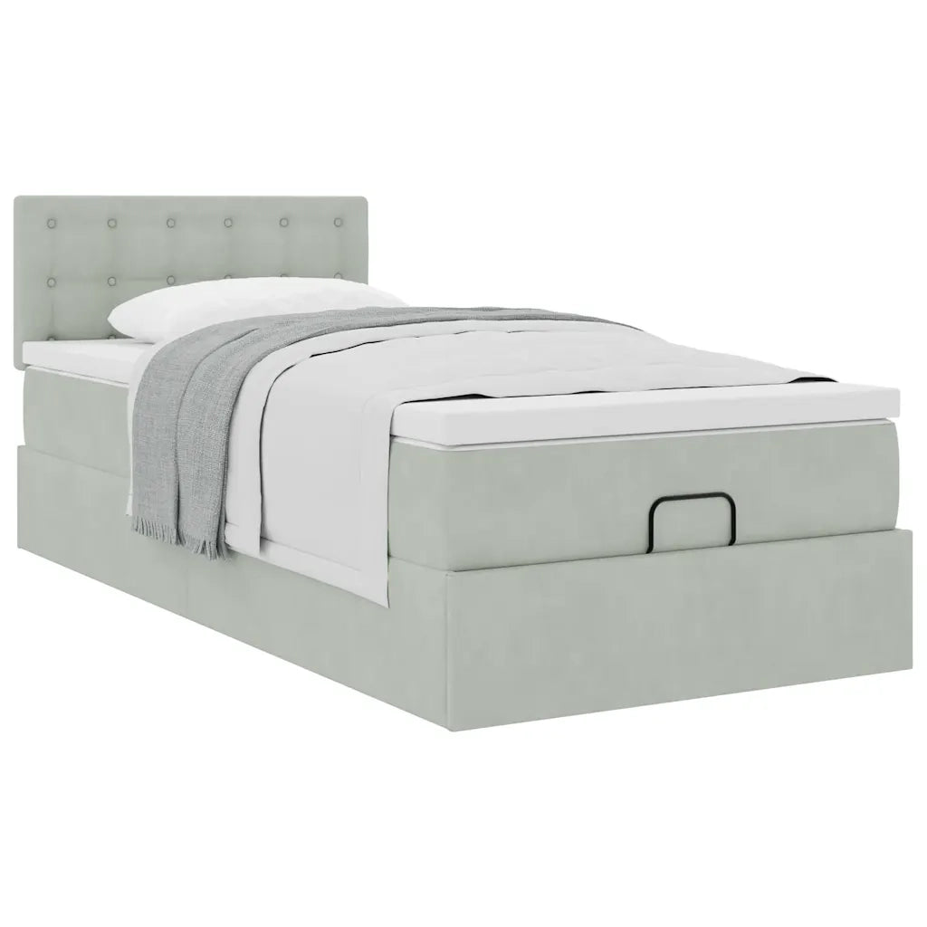 Struttura Letto Pouf con Materasso 90x190 cm in Velluto