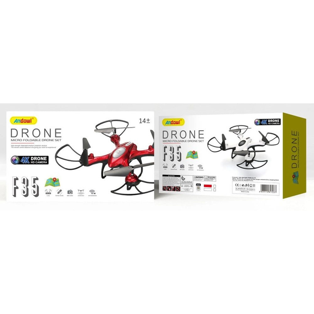 Trade Shop - Drone F35 Con Telecamera 4k Hd Quadricottero Rc Pieghevole Controller A Batteria 600mah -