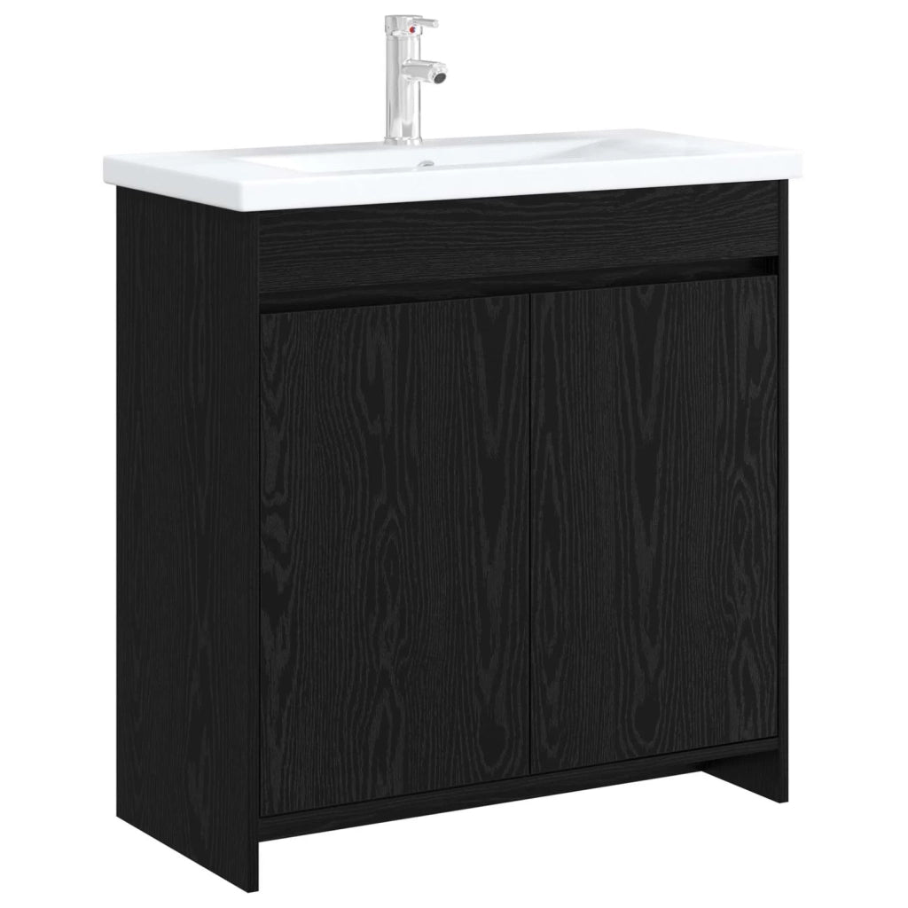 Mobiletto da Bagno Sotto Lavabo Rovere Nero 78,5 x 37,5 x 81 cm 890785