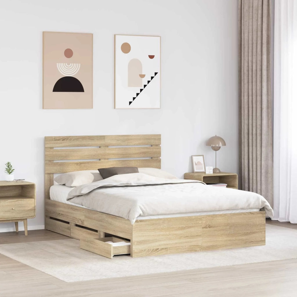 Struttura del letto con cassetto Rovere Sonoma 160 x 200 cm 3411490