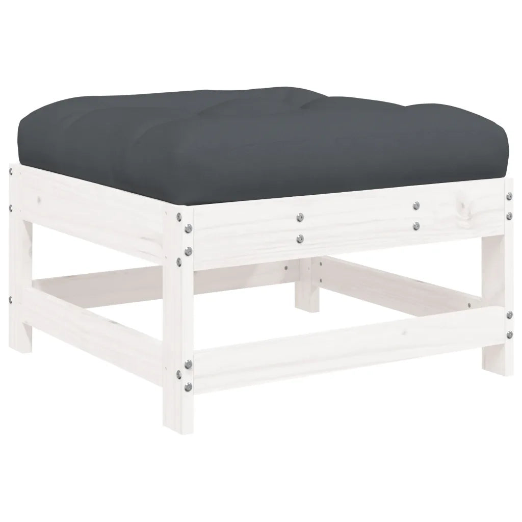 Set Divani da Giardino 5pz con Cuscini in Legno Massello Bianco 3186054
