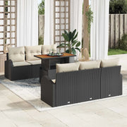 Set Divano da Giardino con cuscino 7 pcs Nero e crema