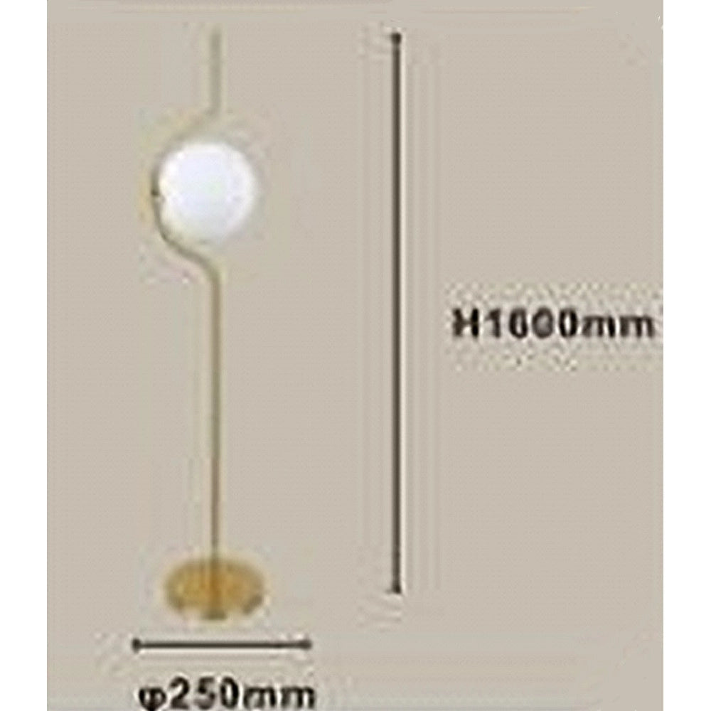 Trade Shop - Lampada Da Terra Oro Con Sfera In Vetro Bianco Piantana E27 Design Moderno 33894 -