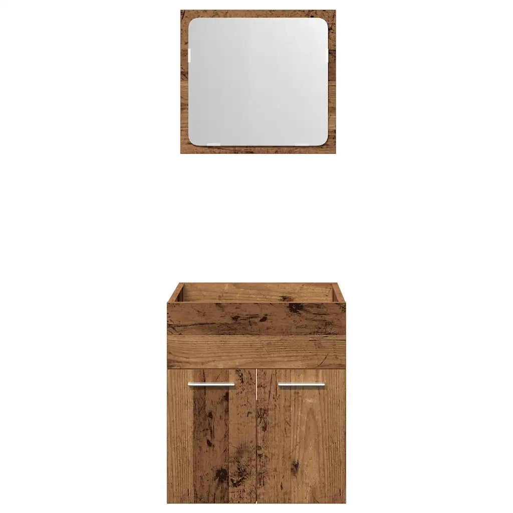 Set Mobili da Bagno | Armadio da bagno 2 pz Legno Antico in Legno Multistrato
