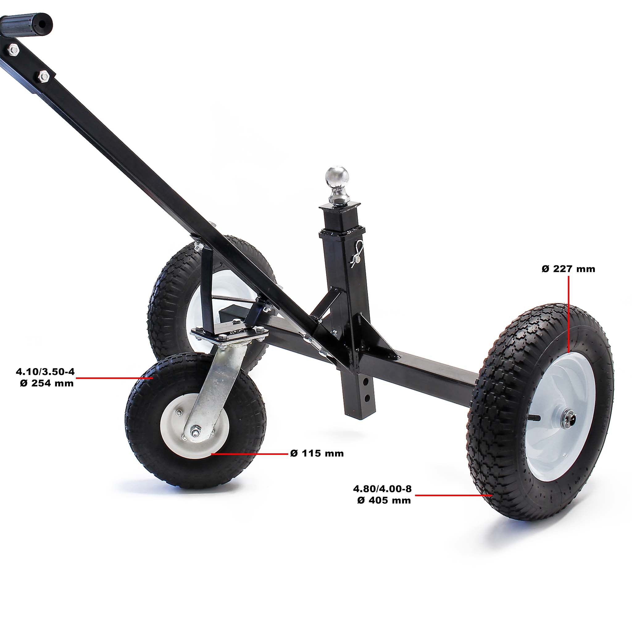 Carrello sposta rimorchio roulotte regolabile in altezza max 500 kg con 3 ruote Aiuto di manovra