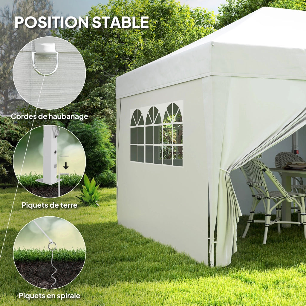 Tenda da giardino pieghevole ¨C zephmum ¨C 3x6m con 6 pannelli, bianco