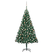 Albero di Natale Preilluminato con Palline Verde 240 cm PVC 3077624
