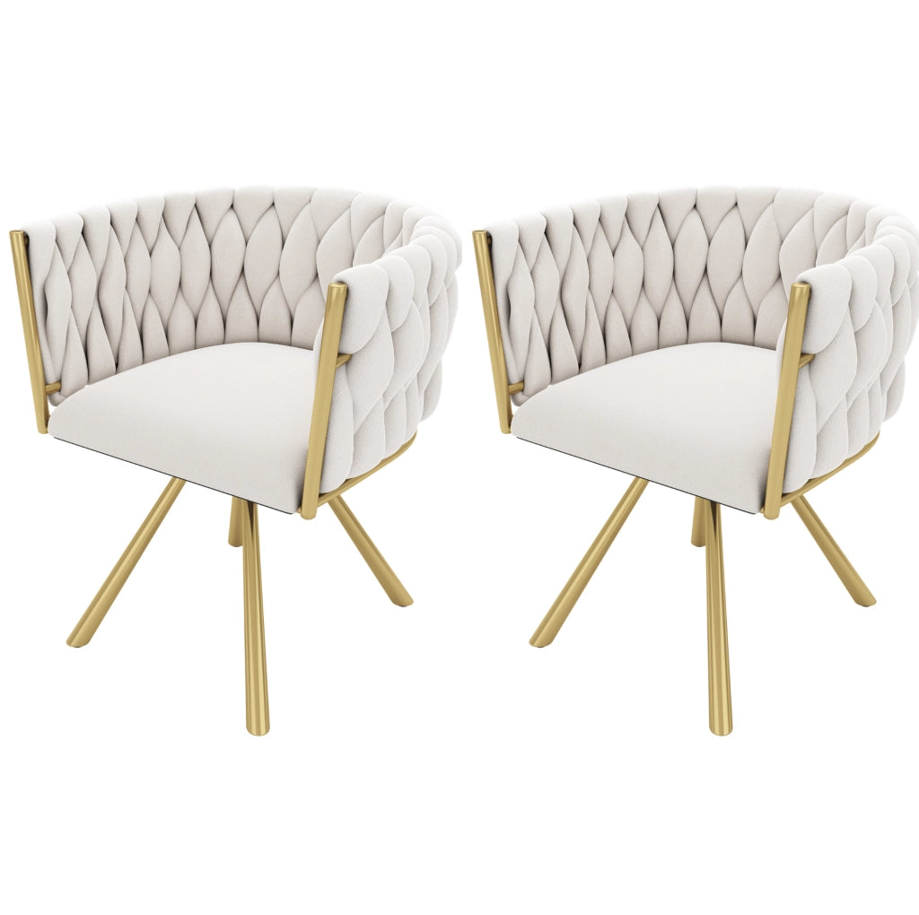 Sedia da pranzo girevole 58.42x54.61x45.09 cm con rotazione 360°; in velluto; beige e oro